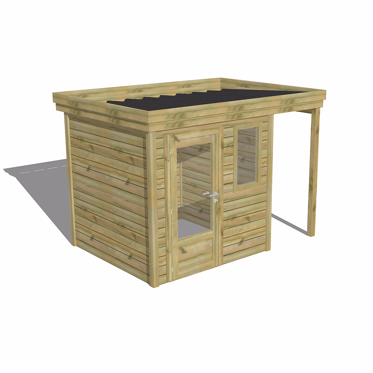 ABRI DE JARDIN bois Pin traité autoclave 27mm – 3, 14x2, 14m / 6, 7m2, Bac acier, Abri Français
