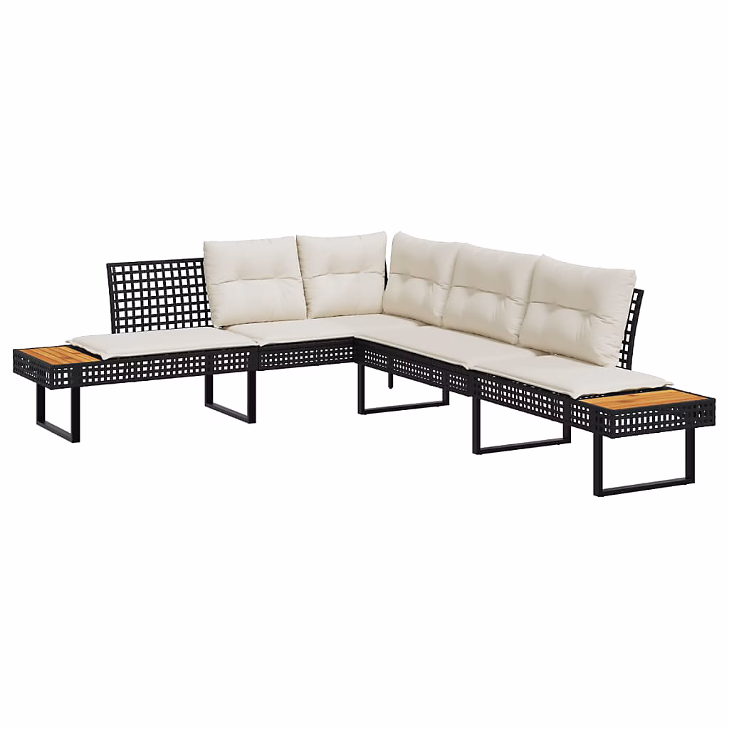 Salon et mobilier de jardin – Canapé de jardin avec coussins en forme de L noir rotin acacia vidaXL