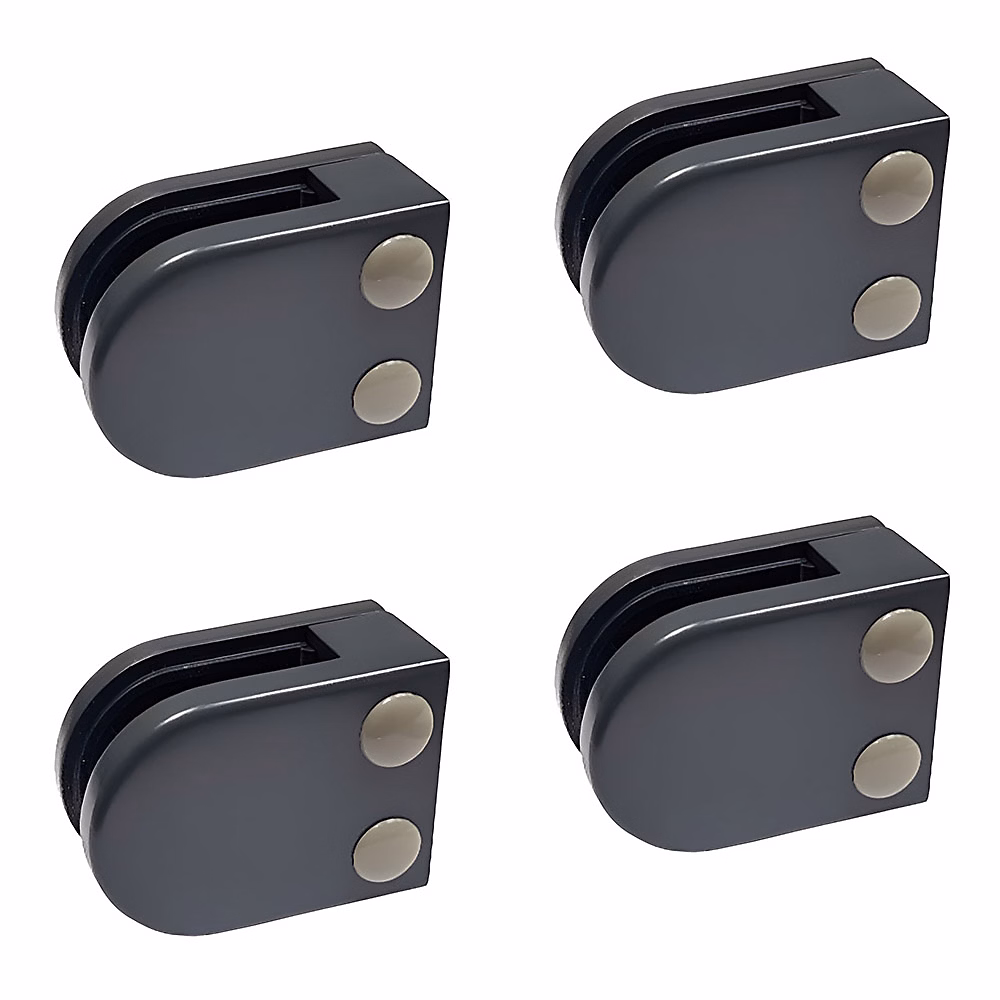 4 x Pince à verre plate modèle 02 – Ep. verre 8, 76 mm, Zamak gris anthracite RAL 7016