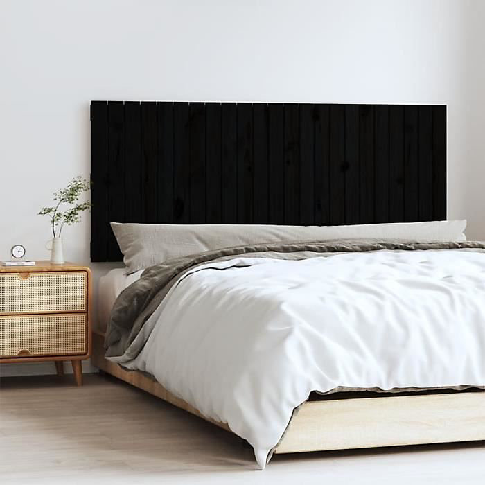 824847 vidaXL Tête de lit murale Noir 147 × 3 × 60 cm Bois massif de pin