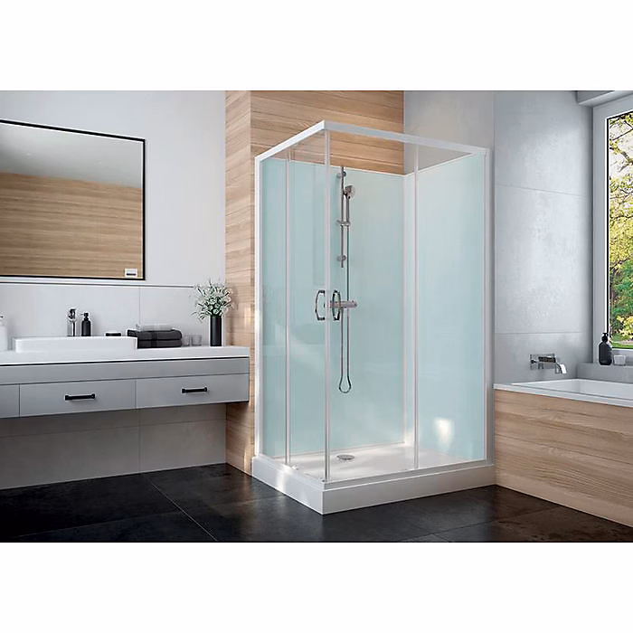 Cabine de douche Izi Glass2 Leda – Rectangle, Portes coulissantes, Verre transparent, 100 × 80 cm