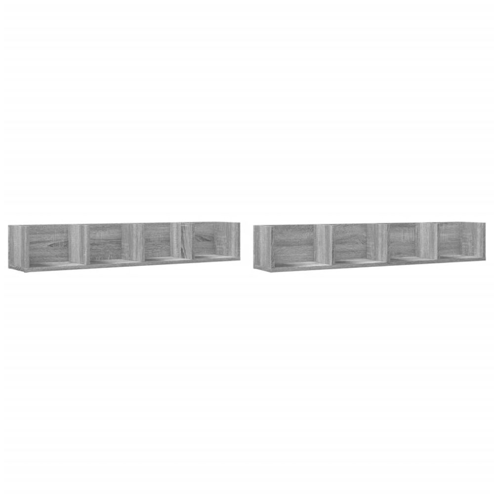 vidaXL Armoires murales 2 pcs sonoma gris 99x18x16,5cm bois ingénierie – 2 pcs 5cm