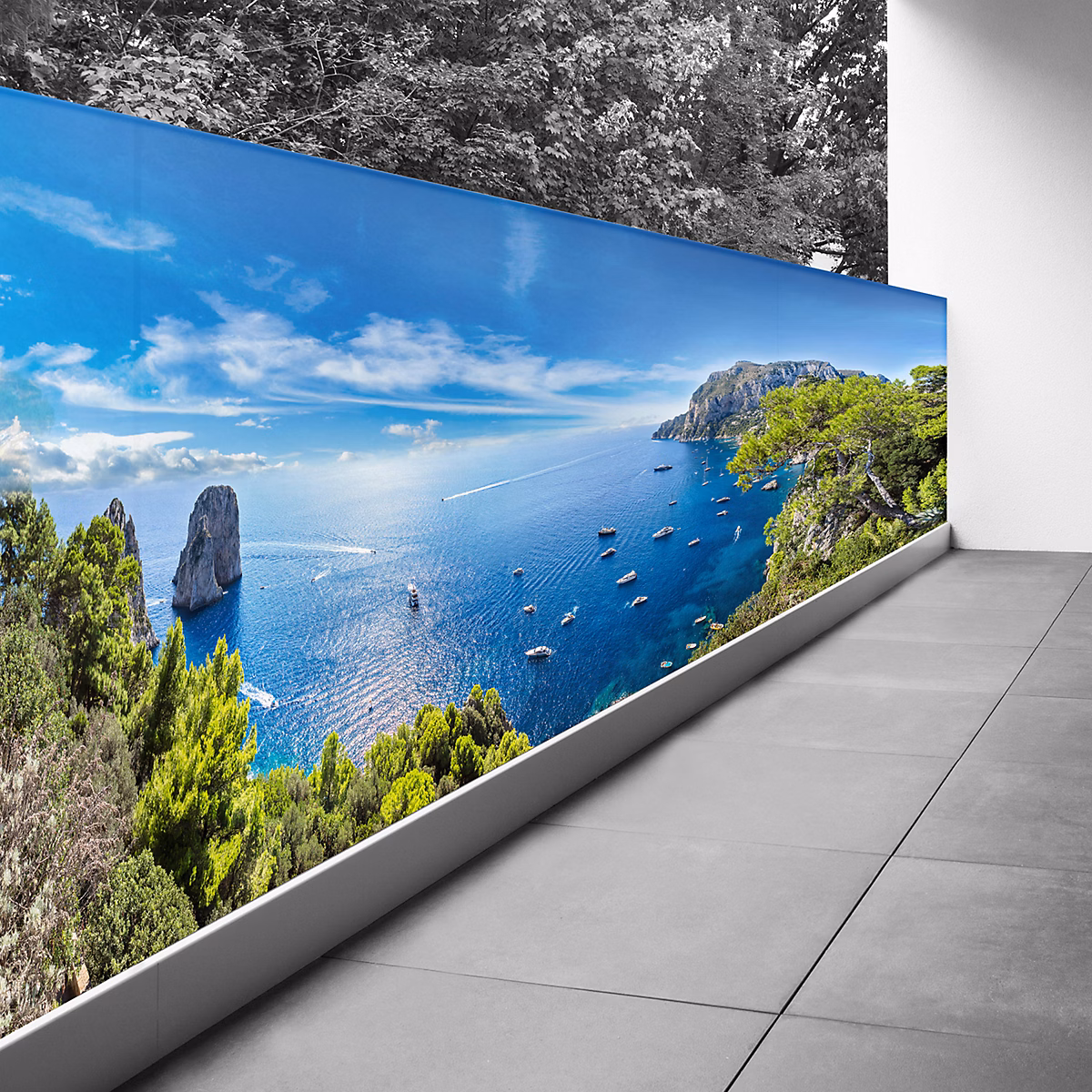 Brise vue Trompe l'oeil | 130 × 325 cm – Vue mer 3617689692975