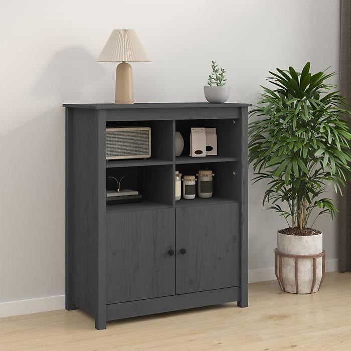 821514 vidaXL Buffet Gris 83x41 – 5 × 100 cm Bois massif de pin