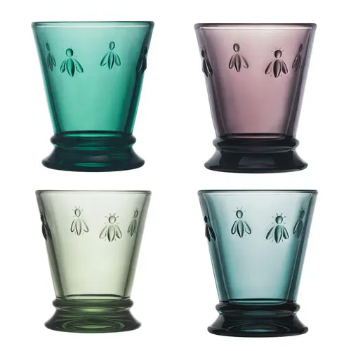 Coffret de 4 gobelets en verre couleur Abeille - 26 cl
