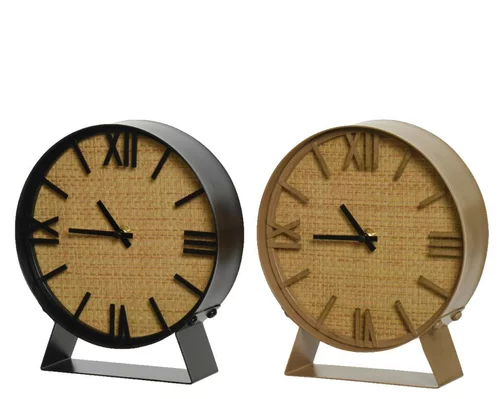 Horloge à poser coloris marron en métal - Ø 15 cm