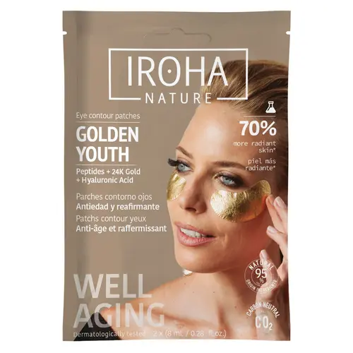 Patchs anti-âge pour les yeux à l’or et aux peptides Iroha Nature - les 2 patchs