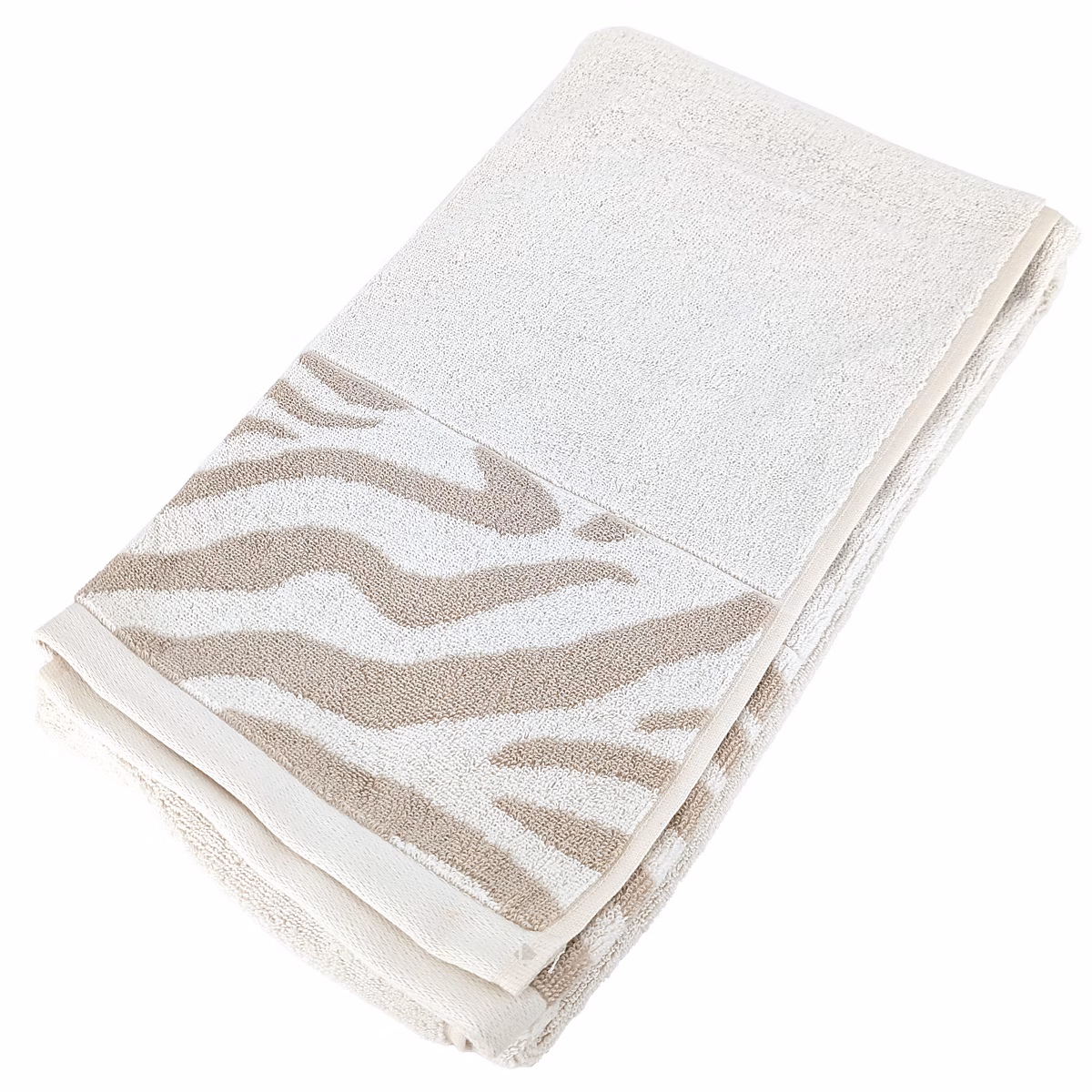 Drap de douche 70 × 140 cm ZEBRA SOFT coton uni bord zèbre beige