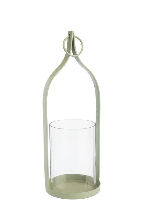 Lanterne lampion à suspendre coloris vert en métal - 10,5 x 10,5 x 3 cm