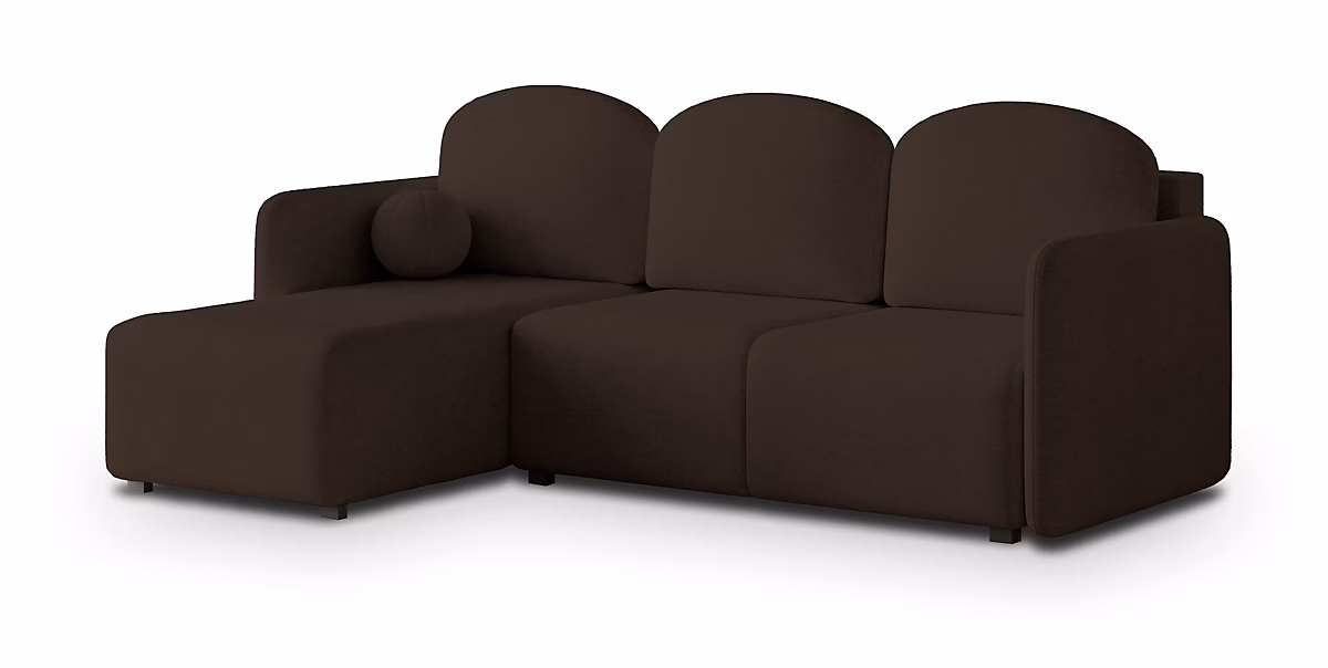 Canapé d'angle suvino marron en tissu texturé avec fonction de couchage | Canapé