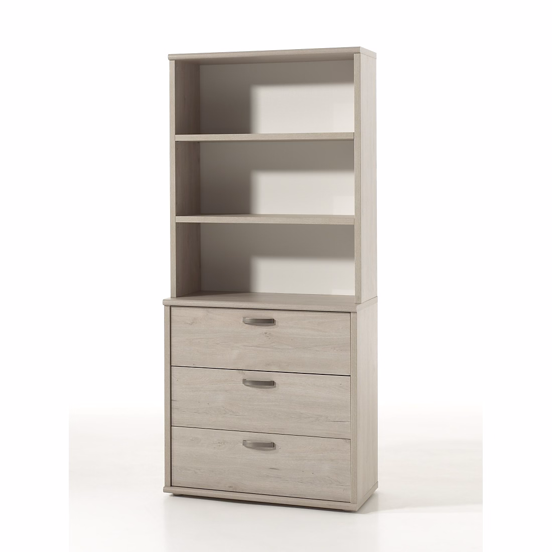 Commode DANY 3 tiroirs avec module 3 étagères chene clair – Réf. ARIREQIPD9851237055