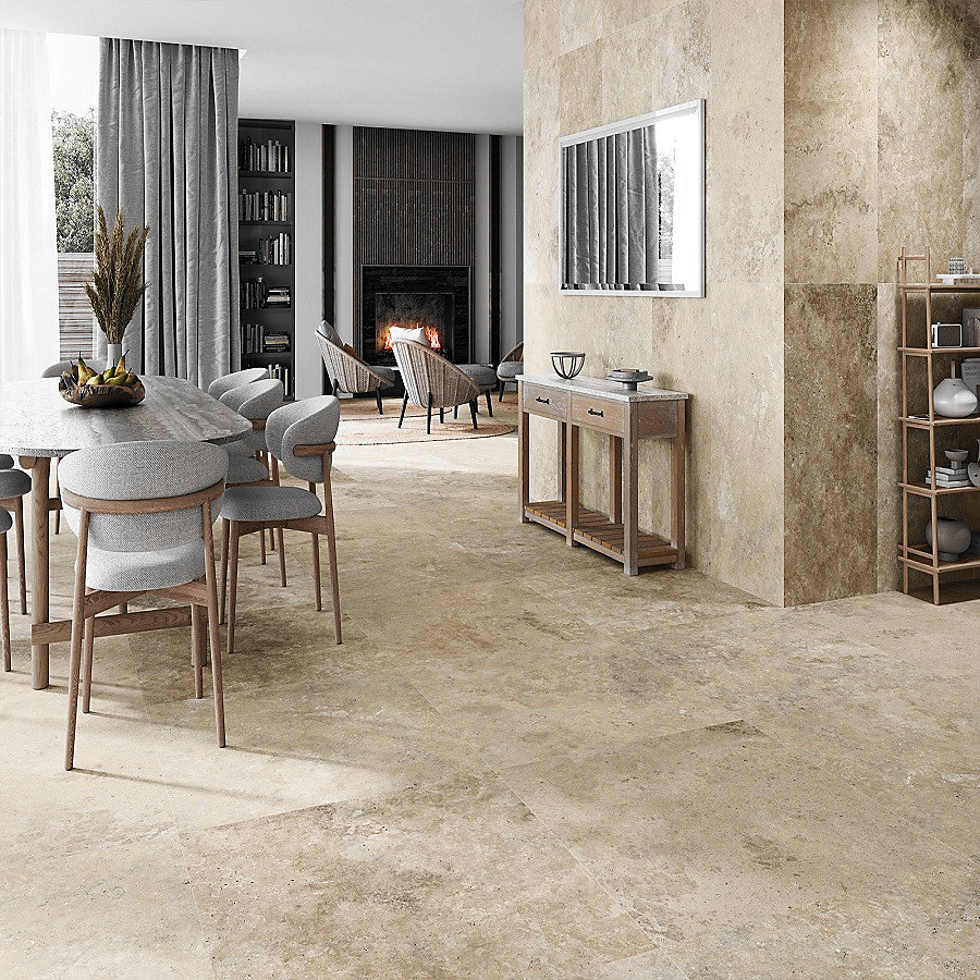 carrelage izmir 60 × 120 cm effet travertin rectifié