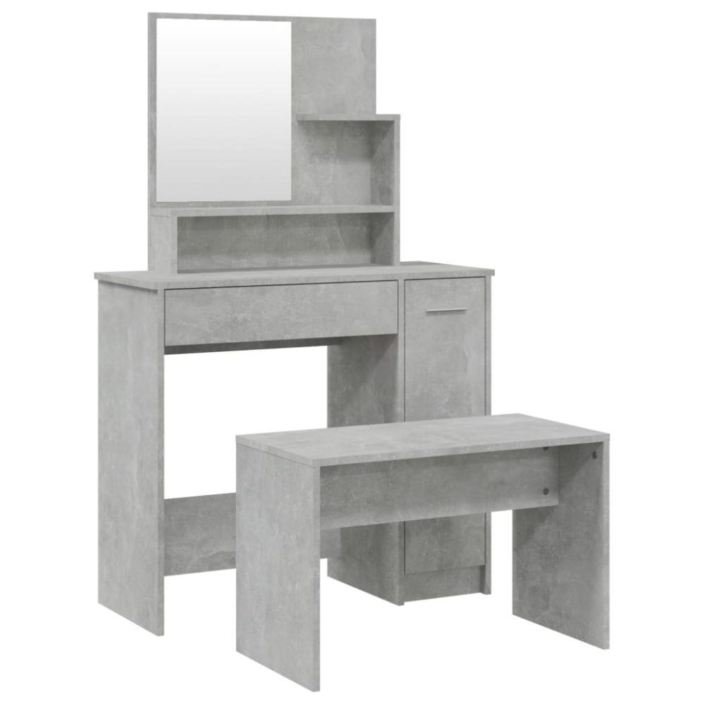 vidaXL Ensemble de coiffeuse Gris béton 86,5x35x136 cm – 136 cm 45 cm