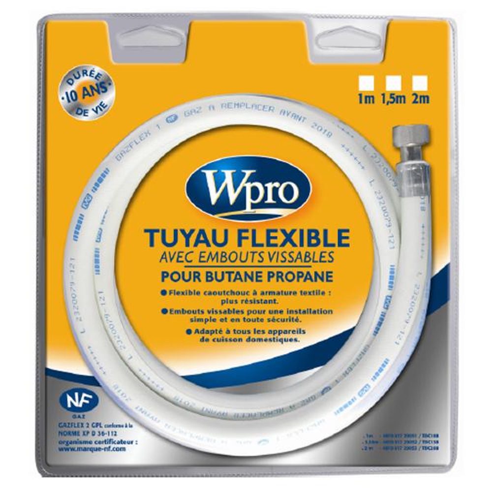 WPRO Tuyaux de gaz butane/propane caoutchouc 10ans 1m50 – 1,5 m caoutchouc