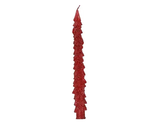 Bougie cierge longue rouge forme sapin - Ø 2,1 x H 25 cm