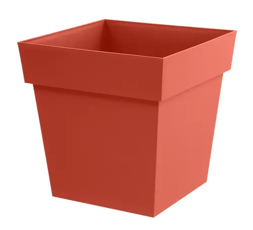 Pot carré en plastique coloris terre battue EDA Toscane - 32 x 32 x 32 cm