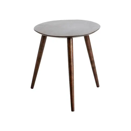 Bout de canapé bombé brun en bois de manguier - 37,5 x 36,5 x 38 cm