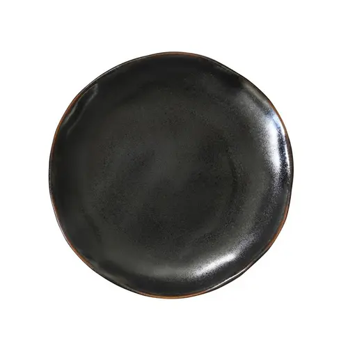 Assiette à dessert en grès réactif gris anthracite Médard de Noblat collection Vertigo Volcan - Ø 21 cm
