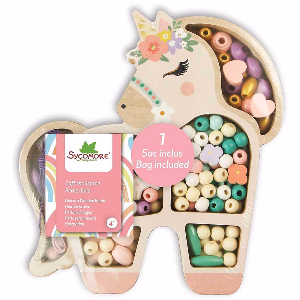 Coffret perles licorne Sycomore 170 perles bois 3 m fil – Réf. RMOJTOFNE5694537561