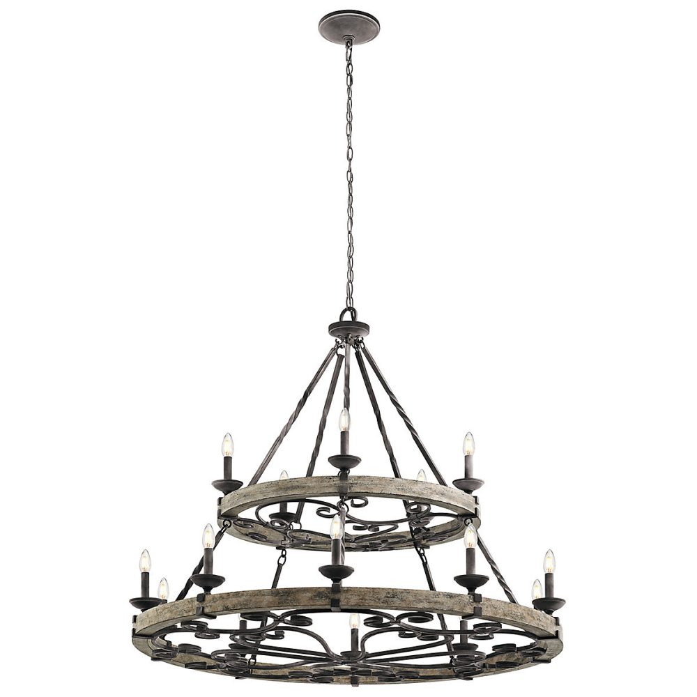 Elstead Taulbee – Lustre à 15 ampoules en zinc vieilli