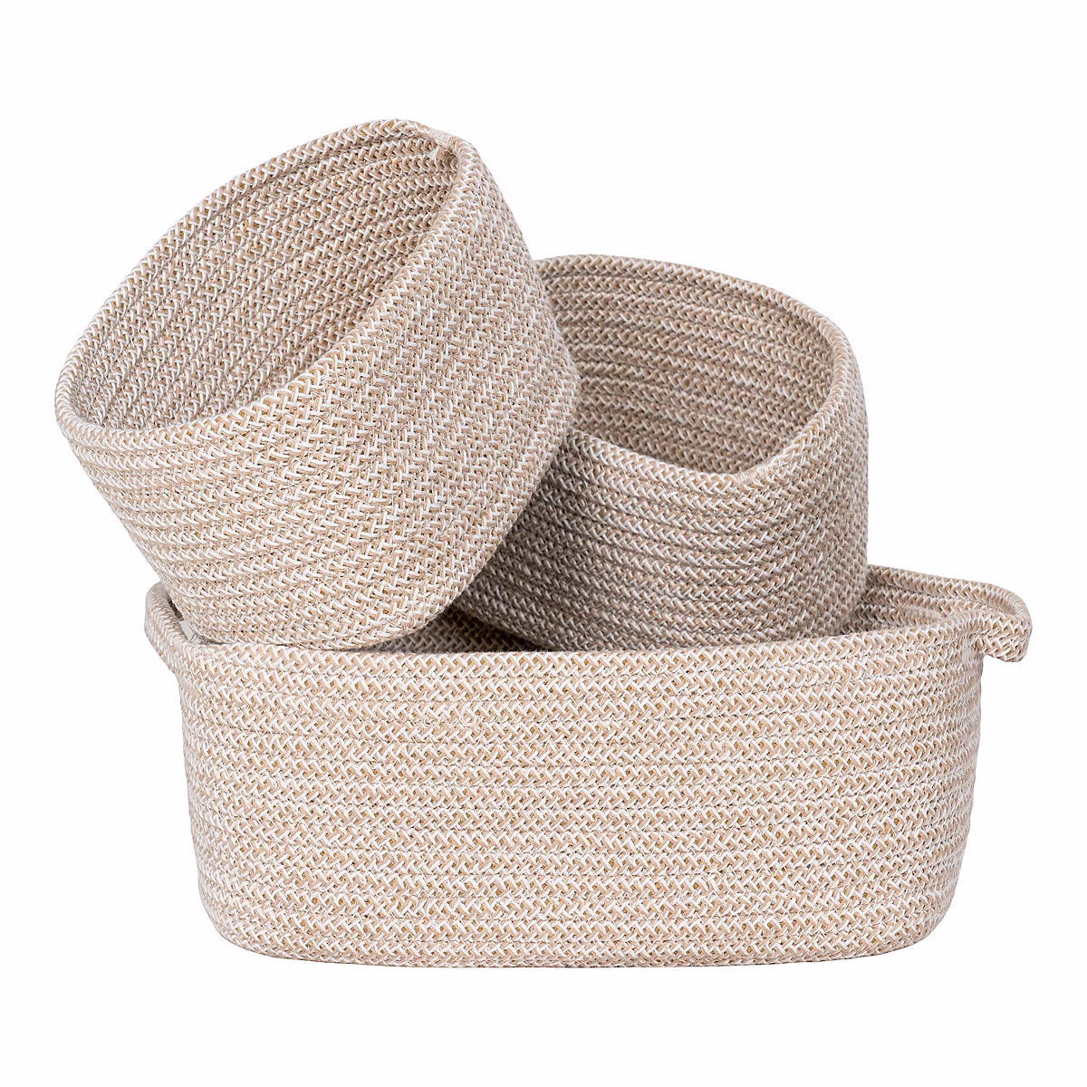 Ensemble de 3 Paniers Teixo en Coton Beige – Organisation Élégante et Pratique
