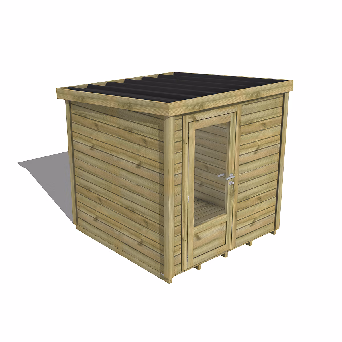 ABRI DE JARDIN bois Pin traité autoclave 27mm – Essentiel, 2, 14x2, 14m / 4, 6m2, Bac acier, Plancher bois