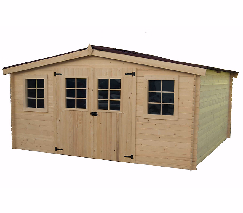 Abri de jardin 12.65m² bois naturel Habrita BA4030.02N | Abri de jardin