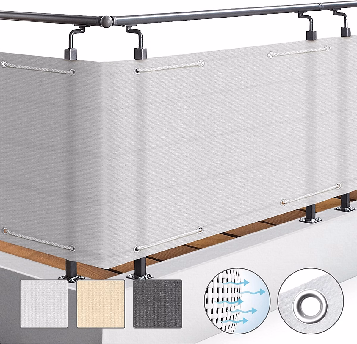 Brise Vue Balcon Extérieur 90 × 500 cm Protection Opaque pour Balcon Terrasse – Résistant à l'eau Blanc