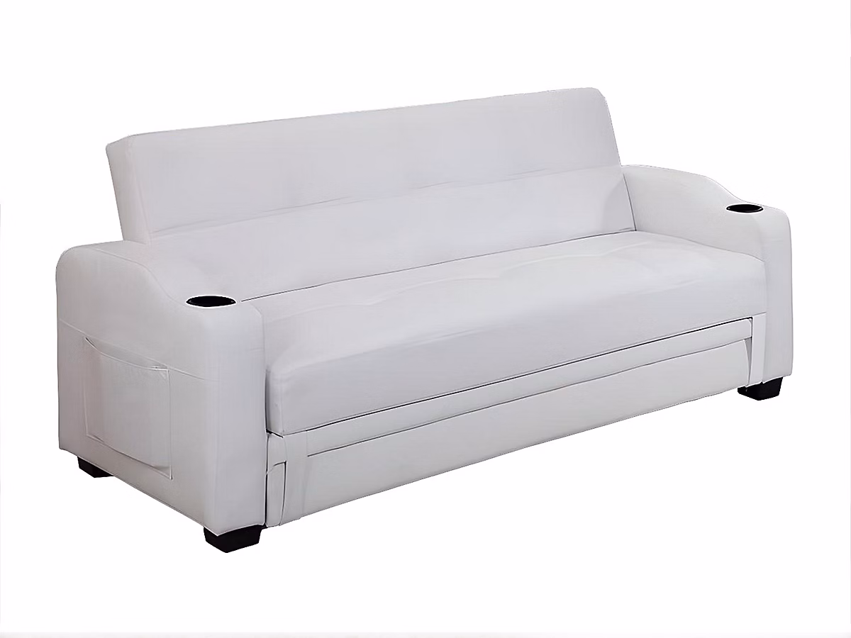 Canapé convertible clic clac en simili MIRELLA – Blanc