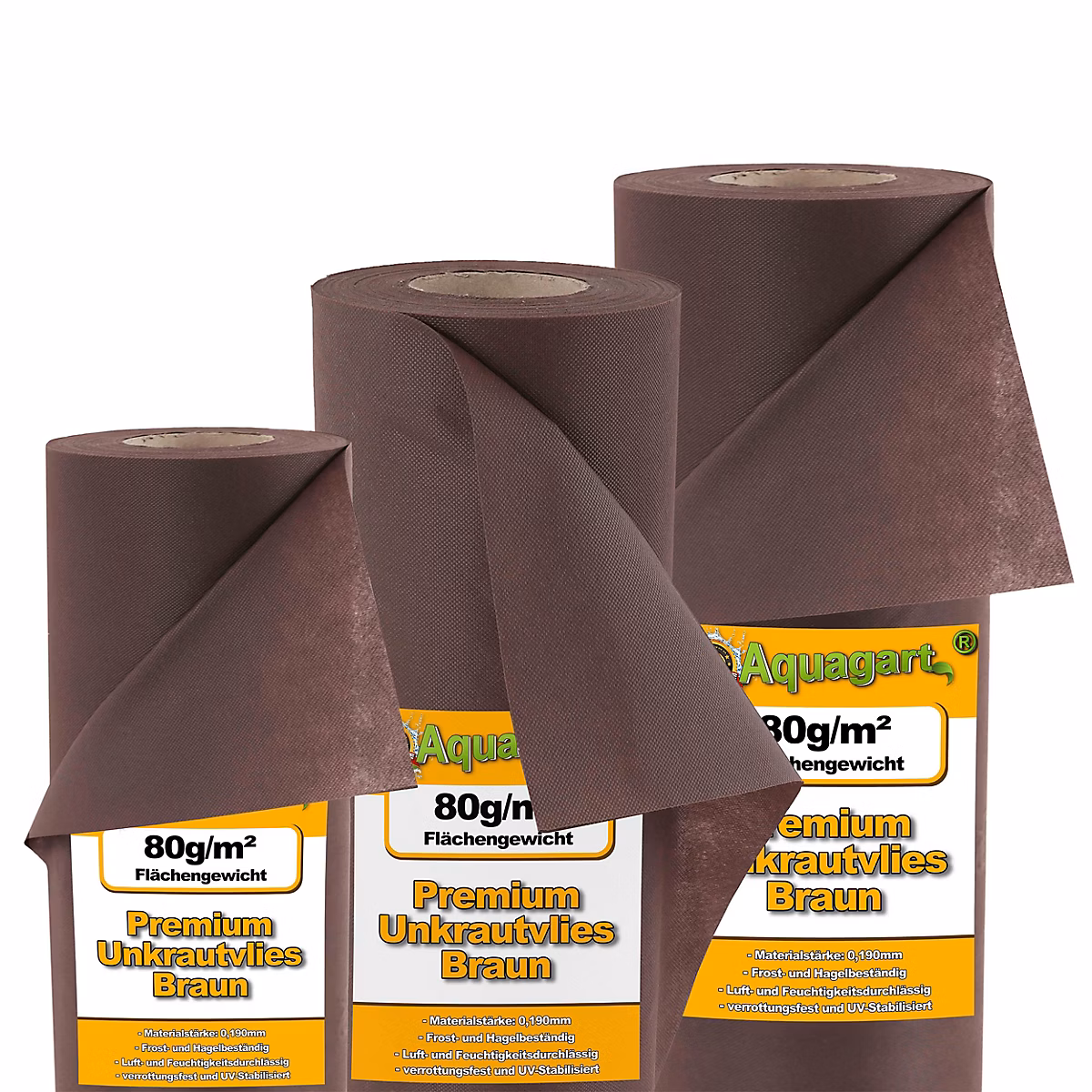 99 m² film de paillage – toile de paillage 80 g 1,8 m de large, marron Aquagart
