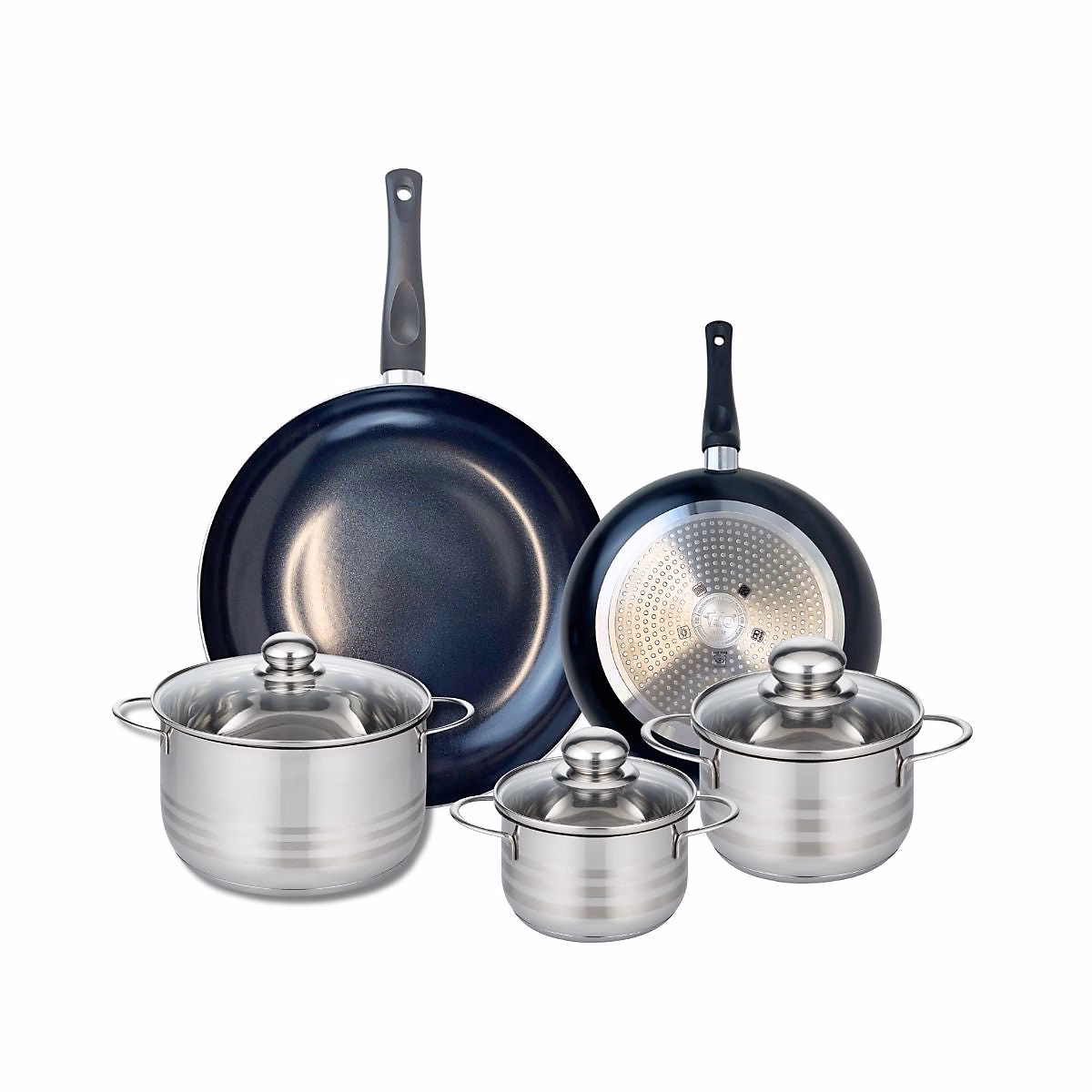 Ensemble de 2 Poêles de cuisson 24 et 32 cm et 3 faitouts 14 – 16 et 20 cm Elo Prima Brillant