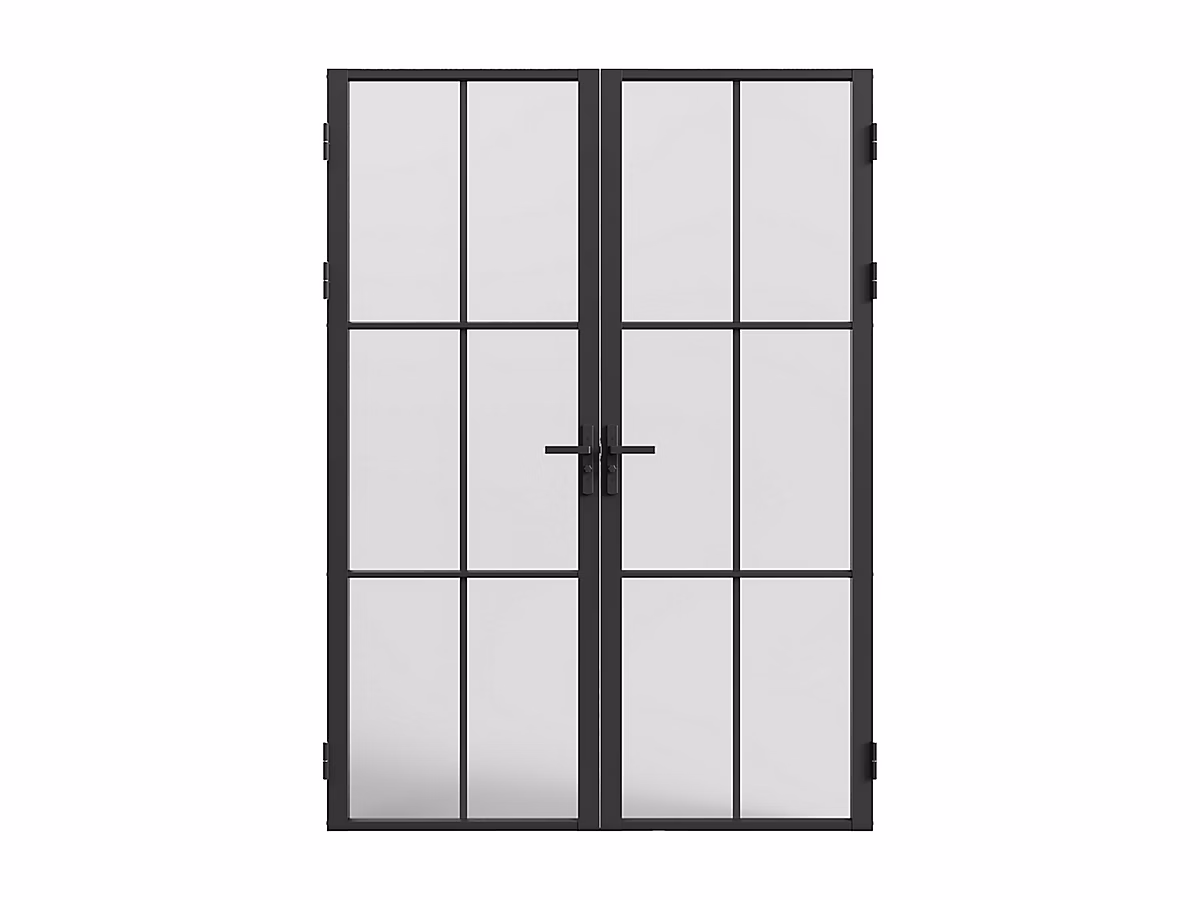 Bloc porte à deux battants en aluminium et verre dépoli – 2 x H204 x L93 cm | Noir | SEROTO