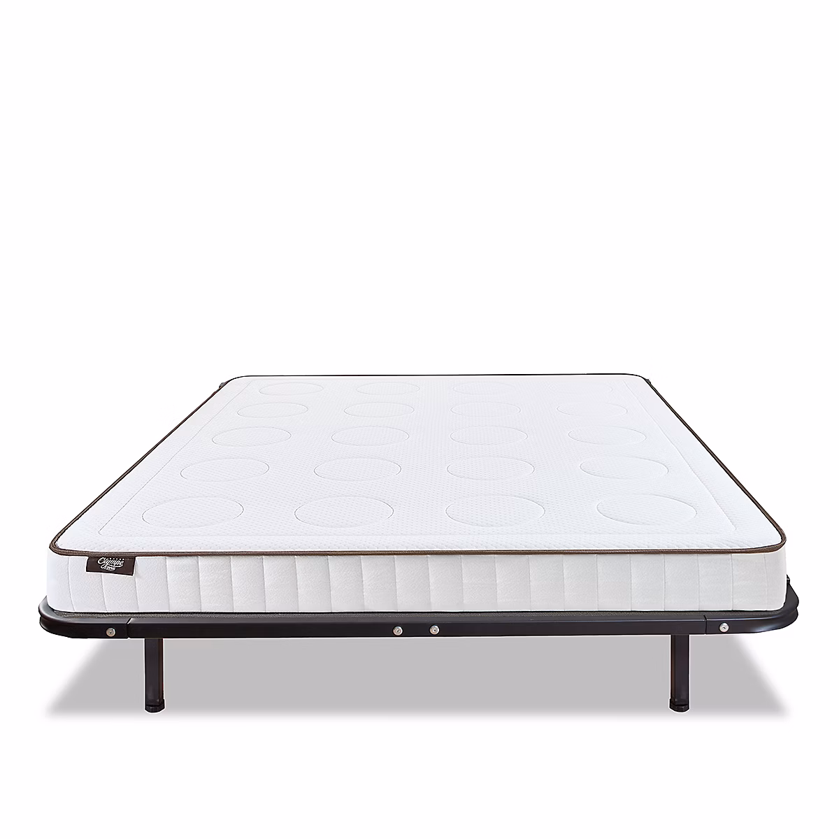 Ensemble Cristal 90 × 190 cm Matelas Mousse + Sommier Métal – Blanc