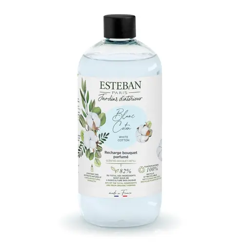 Recharge de parfum pour bouquet et diffuseur Esteban blanc coton - 500 ml