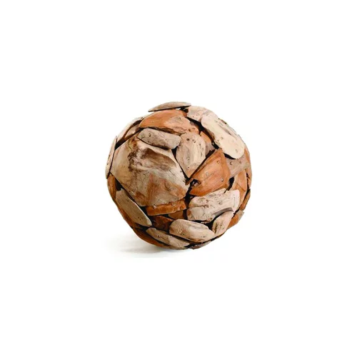 Sphère pour décoration extérieure coloris bois en teck - Ø 40 cm