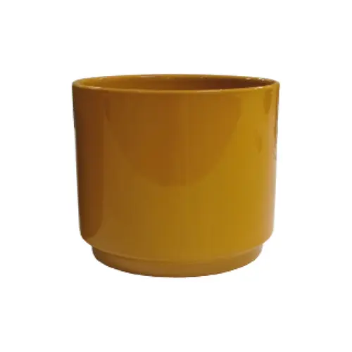 Cache-pot en céramique coloris jaune ocre Oslo Seventies - Ø 19 x H 16 cm