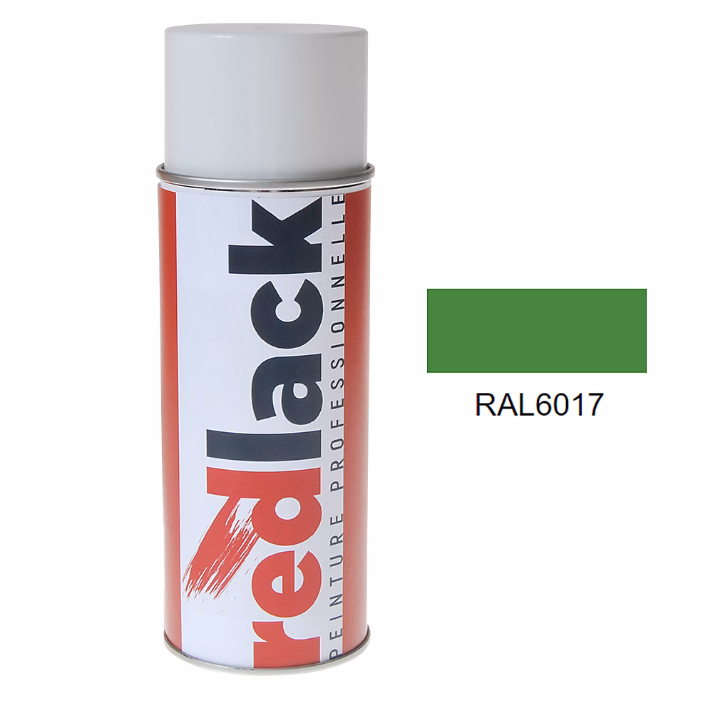 Bombe de peinture Aérosol – spray, 400ml, RAL 6017 Vert mai, Satiné, multisupport, Redlack, RAL6017