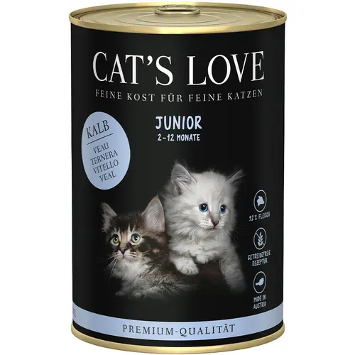 Pâtée pour chat au veau pur Cat's Love Junior – en boîte de 400 g