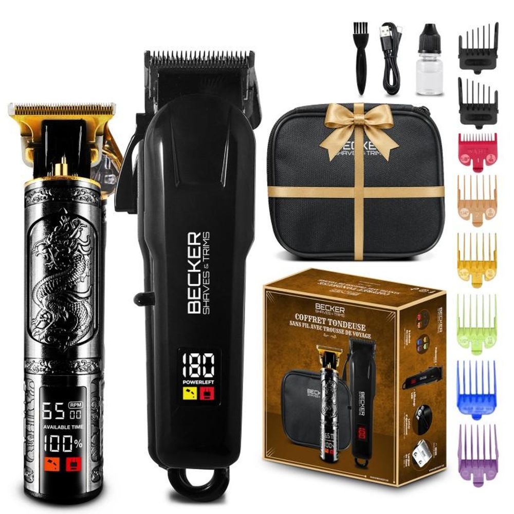 BECKER SHAVES ET TRIMS Kit 2 tondeuses barbe et cheveux homme sans fil avec trousse de voyage strim xp becker – Outillage de jardin