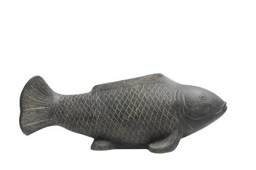 Décoration pour jardin aquatique coloris noir en pierre reconstituée figurine poisson SEDA - 100 cm