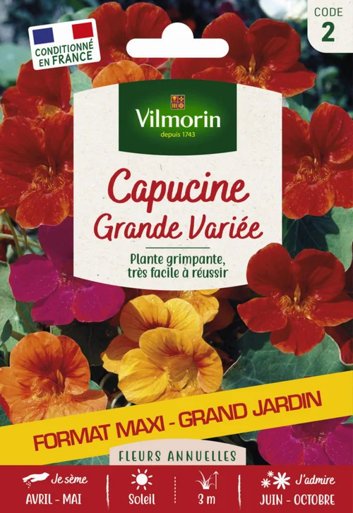 Capucine grande variée Grand jardin Format maxi Vilmorin - graines à semer