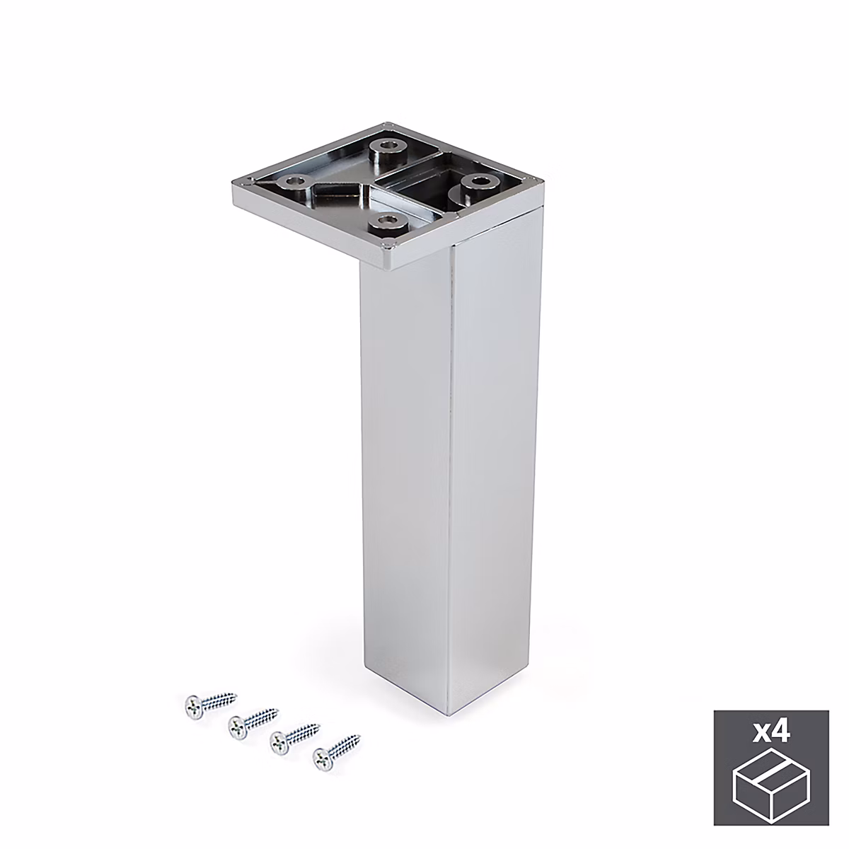 Emuca pieds pour meubles Smartfeet | coin – réglable 140 – 150mm – Plastique – Chromé – lot de 4