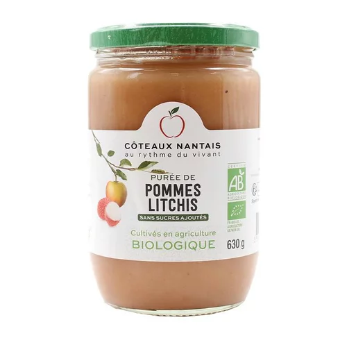Purée bio pommes litchis Côteaux nantais - 630 g