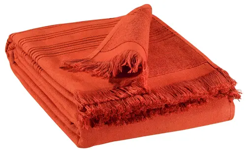 Drap hammam en coton coloris marmelade Vivaraise Cancun - 90 x 180 cm