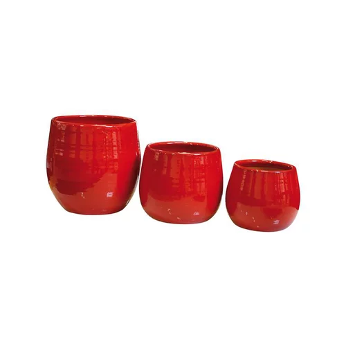 Pot Cancale coquelicot en terre cuite émaillée H 17 x Ø 17 cm
