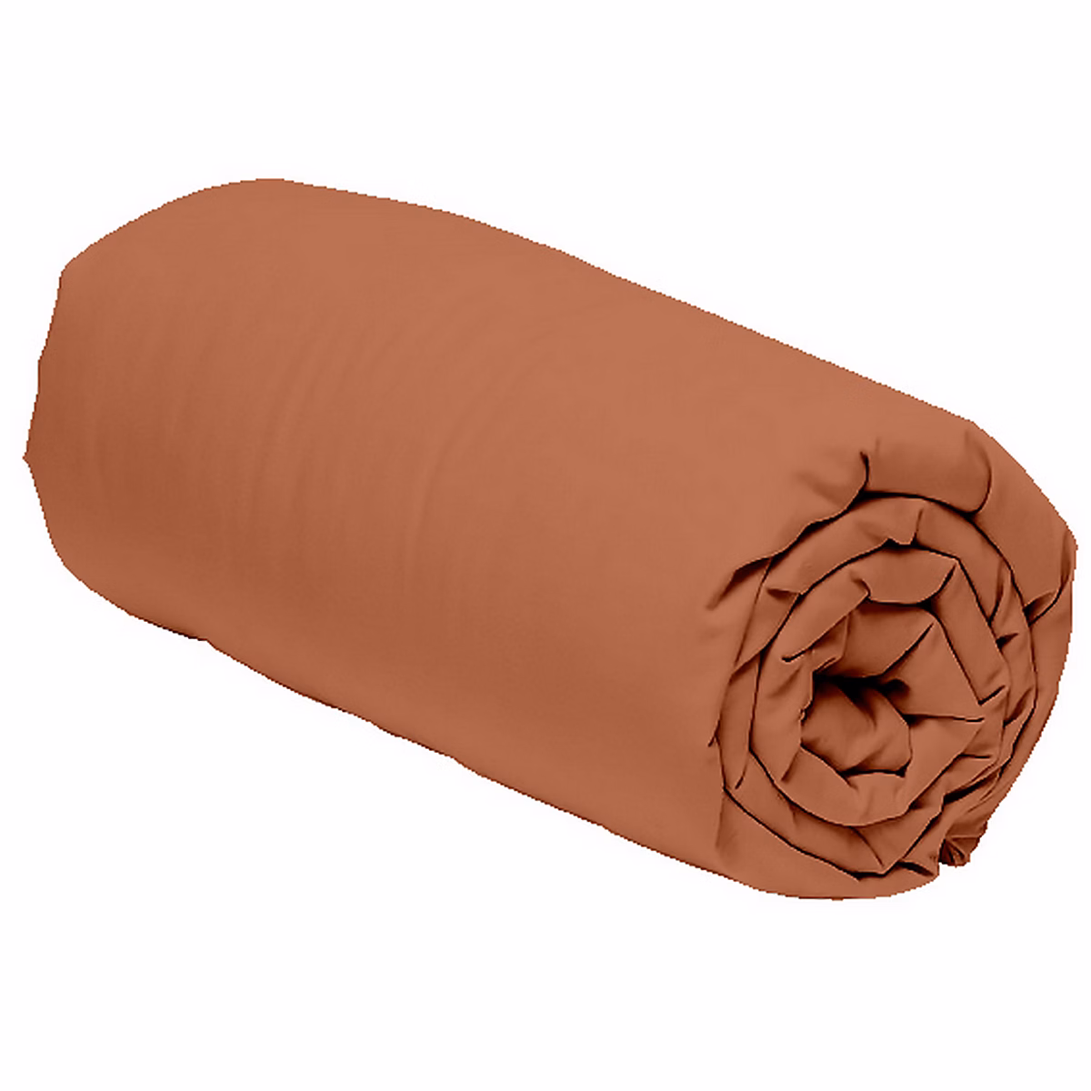 Linge de lit – Drap housse 160x200 + 30 cm 100% Percale de Coton 80 fils Terracotta