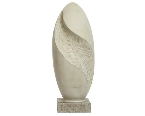 Statue ovale en fibre argile coloris blanc cassé Decoris - 30,5 x 30,5 x 79 cm