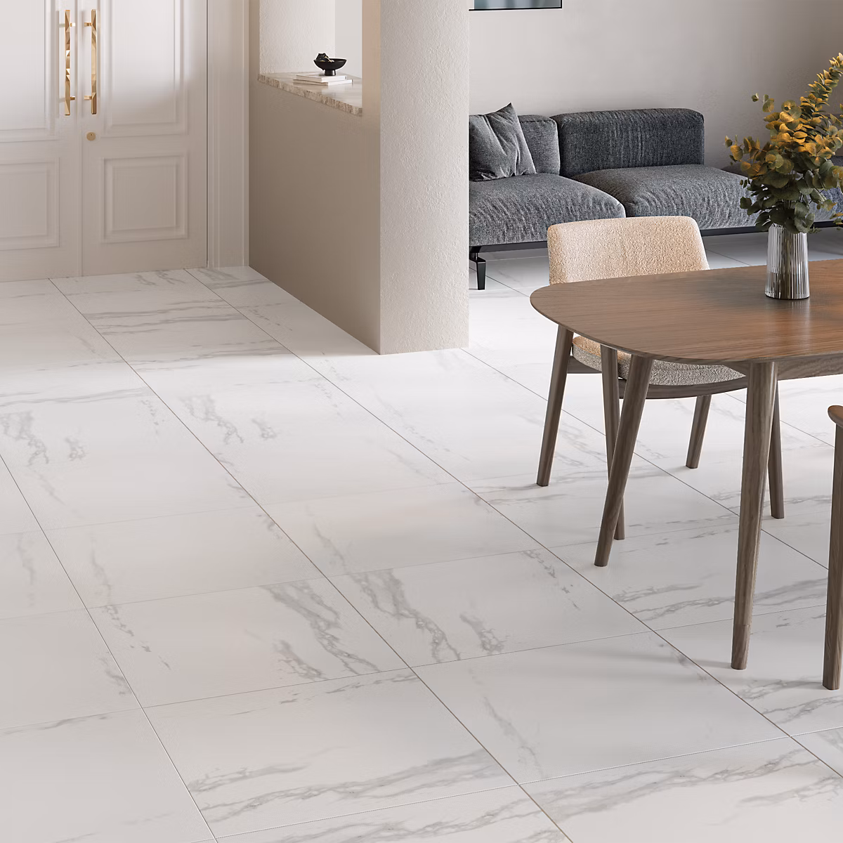 Carrelage sol et mur intérieur en grés cérame émaillé effet marbre blanc poli L.60 x l.60 cm x ép.9 mm – Ultimate Marble