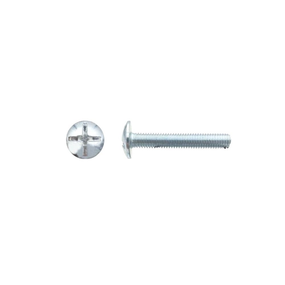 100 Vis Boulons Poêlier Tête Ronde Large Fendue en Croix 6 × 40 mm | NFE 25129 – Zingué blanc – D – Work