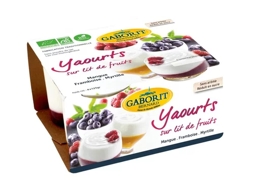 Yaourt demi-écrémé bio sur lit de fruits Gaborit - 4 x 125 g